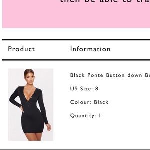 Prettylittlething Black button down bodycon dress